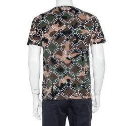 Pre Owned Valentino Multicolor Camouflage Logo Printed Cotton Crewneck T-Shirt S