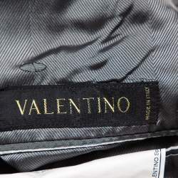 Pre Owned Valentino Vintage Grey Striped Synthetic Suit L