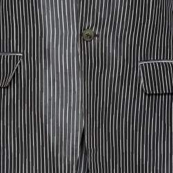 Pre Owned Valentino Vintage Grey Striped Synthetic Suit L