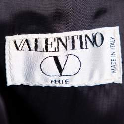 Valentino Vintage Midnight Blue Leather Button Front Jacket XL