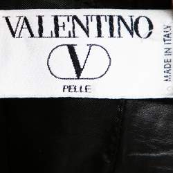 Pre Owned Valentino Vintage Black Leather Button Front Blazer 3XL  