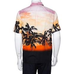 Valentino Multicolor Print Cotton Camp Collar Embellished Shirt L