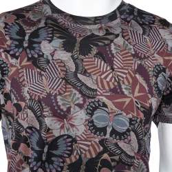 Pre Owned تي شيرت فالنتينو قطن مطبوع فراشات نمط واسع مقاس متوسط - ميديوم