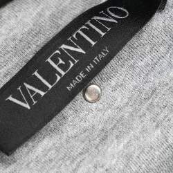 Valentino Grey Cotton Butterfly Patch Detail Crewneck T-Shirt S