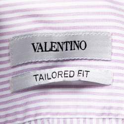 Valentino Lilac Striped Cotton Tailored Fit Shirt M 