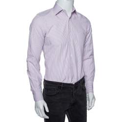 Valentino Lilac Striped Cotton Tailored Fit Shirt M 