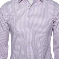Valentino Lilac Striped Cotton Tailored Fit Shirt M 