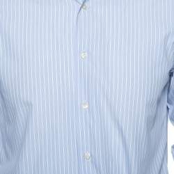 Pre Owned Valentino Sky Blue Striped Cotton Tailored Fit Shirt M