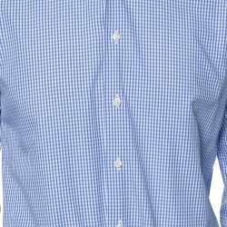 Valentino Blue Checkered Cotton Tailored Fit Shirt M 