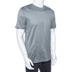 مملوكة مسبقًا Valentino Grey Graphic Printed Jersey Pocket Detail Round Neck T-Shirt L