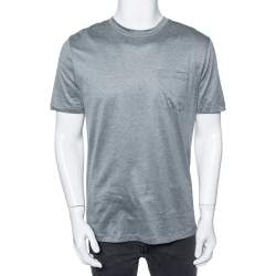 مملوكة مسبقًا Valentino Grey Graphic Printed Jersey Pocket Detail Round Neck T-Shirt L
