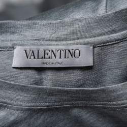 مملوكة مسبقًا Valentino Grey Graphic Printed Jersey Pocket Detail Round Neck T-Shirt L