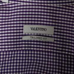 Valentino Purple Check Cotton Button Front Shirt M 