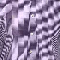 Valentino Purple Check Cotton Button Front Shirt M 