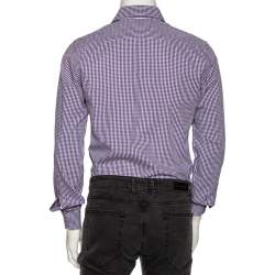Valentino Purple Check Cotton Button Front Shirt M 