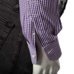 Valentino Purple Check Cotton Button Front Shirt M 