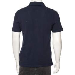 Pre Owned Valentino Navy Blue Cotton Pique Iconic Stud Detail Polo T-Shirt M 
