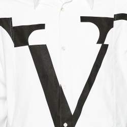 Valentino White Deconstructed VLogo Printed Cotton Oversized Shirt M