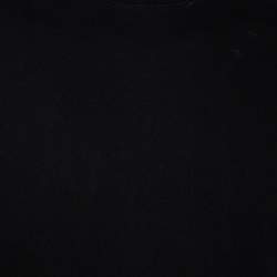 Pre Owned Valentino Black Cotton VLTN Intarsia Trim Detailed Crew Neck T-Shirt L
