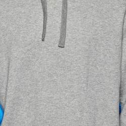 Valentino Grey & Blue Paneled Cotton Knit Hoodie M