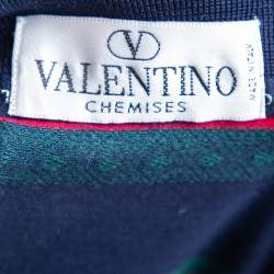 Pre Owned Valentino Chemise Vintage Multicolored Striped Cotton Pique Polo T-Shirt M