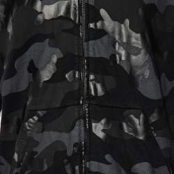 Valentino Black Camouflage Print Cotton Zip Up Hooded Sweatshirt L