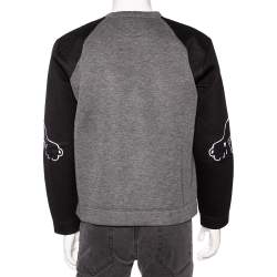 Valentino Grey Neoprene Black Panther Detail Sweatshirt M