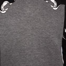 Valentino Grey Neoprene Black Panther Detail Sweatshirt M