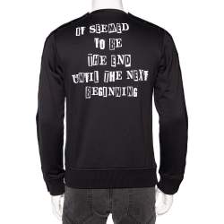 Valentino Black Knit Leather Detail Button Sleeve Sweatshirt M