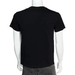 Pre Owned Valentino Black VLTN Printed Cotton Crewneck T-Shirt XS