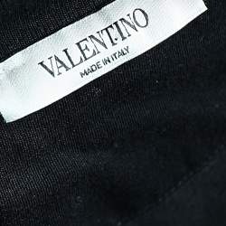 Pre Owned Valentino Black VLTN Printed Cotton Crewneck T-Shirt XS
