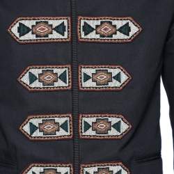 Pre Owned Valentino Black Embellished Cotton Military Jacket L