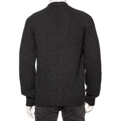 Valentino Grey Fleece Wool Knitted Button Front Cardigan XXL