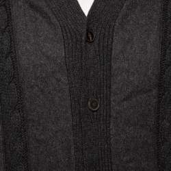 Valentino Grey Fleece Wool Knitted Button Front Cardigan XXL