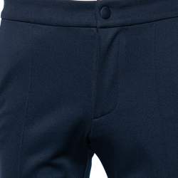 Valentino Navy Blue Jersey Contrast Strip Detail Button Hem Pants S