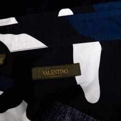 Valentino Blue Camouflage Printed Cotton Button Front Shirt M