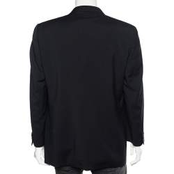 مملوكة مسبقًا Valentino Uomo Navy Blue Wool Button Front Blazer XL