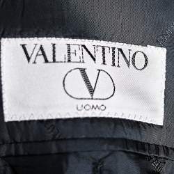 مملوكة مسبقًا Valentino Uomo Navy Blue Wool Button Front Blazer XL