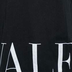 Pre Owned Valentino Black Cotton Logo Printed Short Sleeve T-Shirt XL