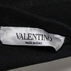 Pre Owned Valentino Black Cotton Logo Printed Short Sleeve T-Shirt XL