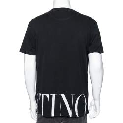 Pre Owned Valentino Black Cotton Logo Printed Short Sleeve T-Shirt XL