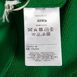 Valentino Green Cotton Logo Embellished Zip Front Hooded Jacket M