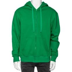 Valentino Green Cotton Logo Embellished Zip Front Hooded Jacket M