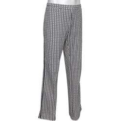 Valentino Navy Blue & Cream Optical V Printed Jersey Trousers L
