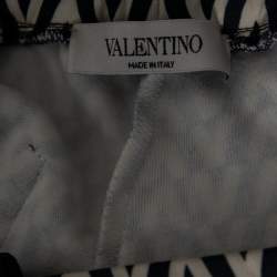 Valentino Navy Blue & Cream Optical V Printed Jersey Trousers L