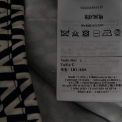 Valentino Navy Blue & Cream Optical V Printed Jersey Trousers L