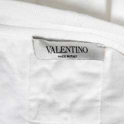 Valentino White Cotton Bead Embellished Contrast Trimmed T-Shirt M