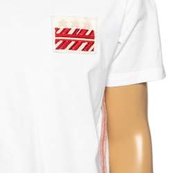 Valentino White Cotton Bead Embellished Contrast Trimmed T-Shirt M