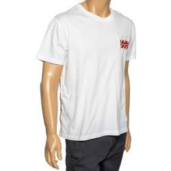 Valentino White Cotton Bead Embellished Contrast Trimmed T-Shirt M