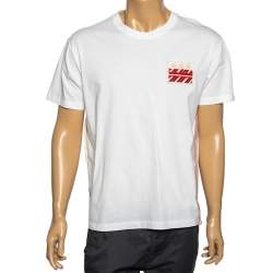 Valentino White Cotton Bead Embellished Contrast Trimmed T-Shirt M